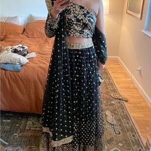 Lehenga from India, gold and black - worn once. Great for Sangeet.